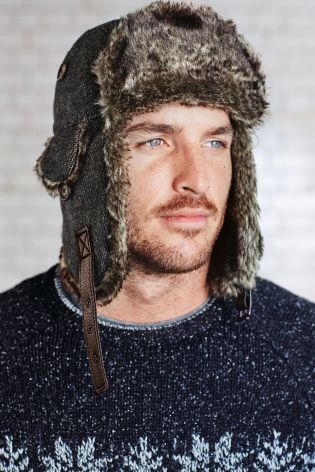 Grey Faux Fur Trapper Hat